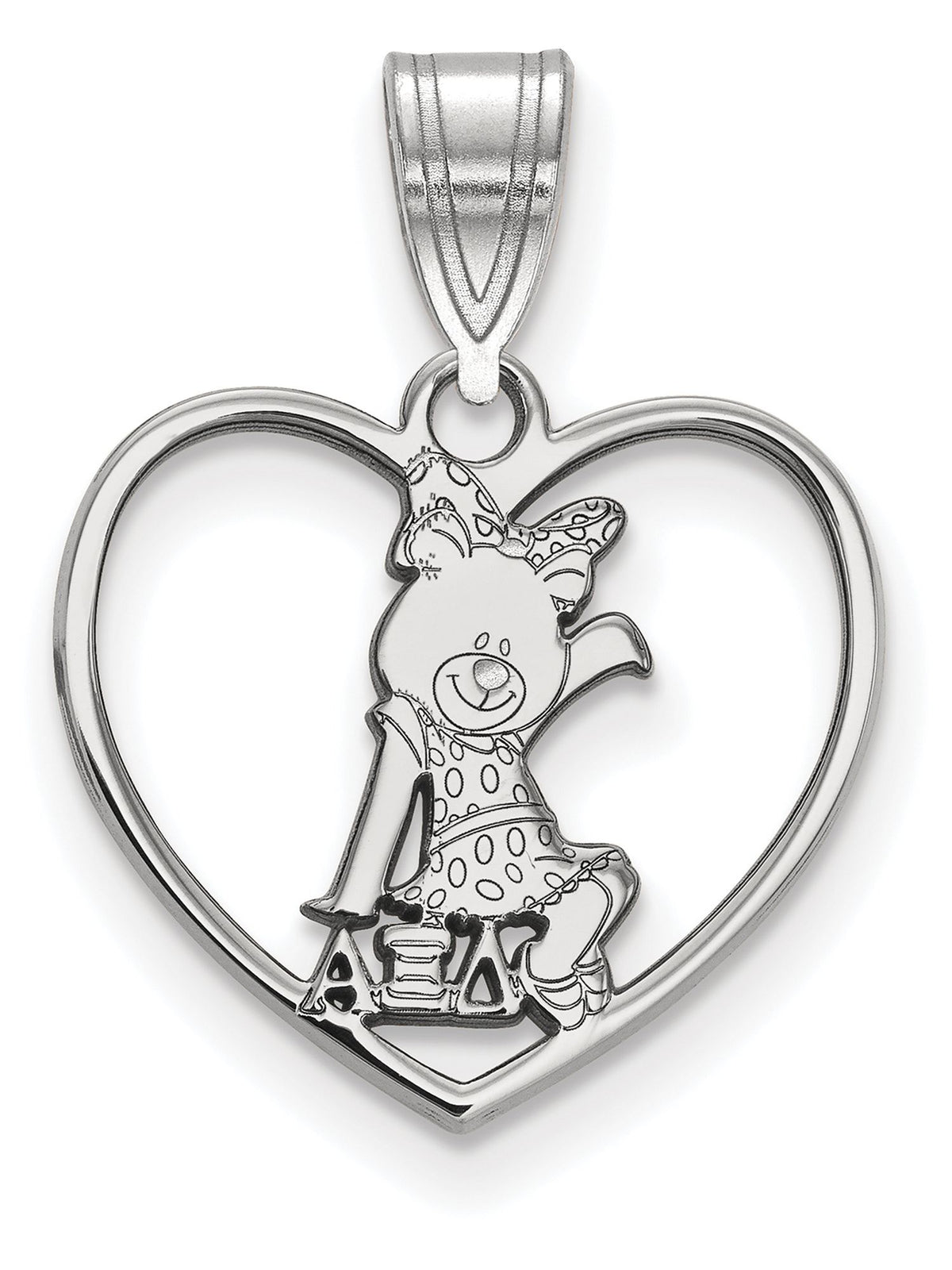 Sterling Silver Official Licensed Greek Sororities Alpha Xi Delta (???) Heart Pendant