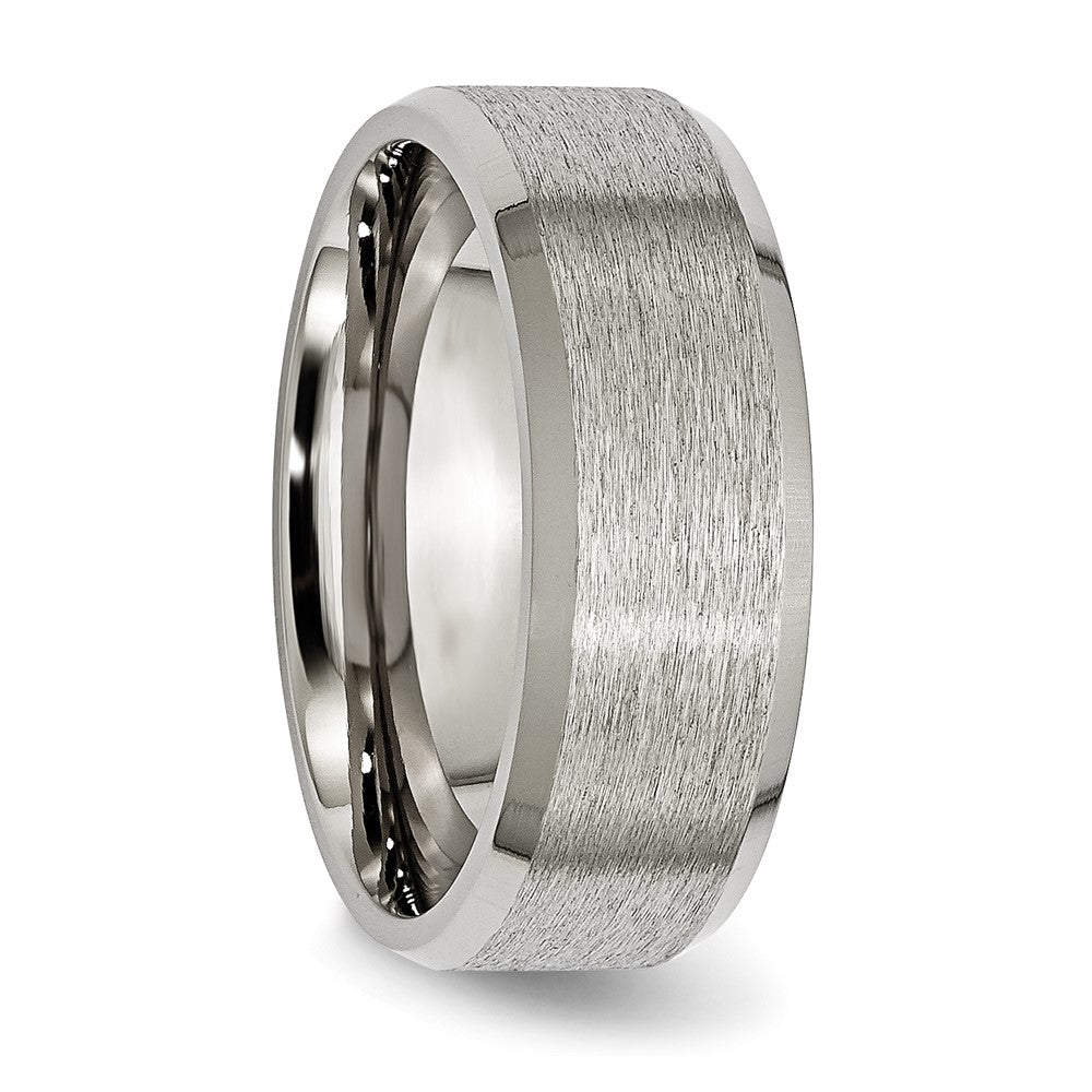 Titanium Satin and Brushed 8mm Beveled Edge Band Size - 10