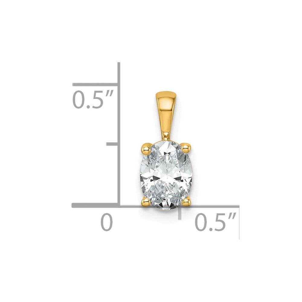 14k 1 carat Lab Grown Diamond VS+ F+ Oval Complete Four Prong Pendant