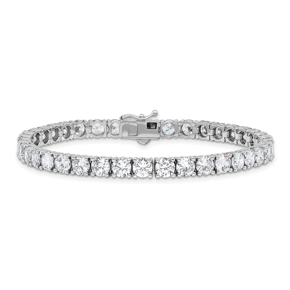 Sterling Shimmer Sterling Silver Rhodium-plated 5mm CZ 39 Stone 8 inch Bracelet 8 inches