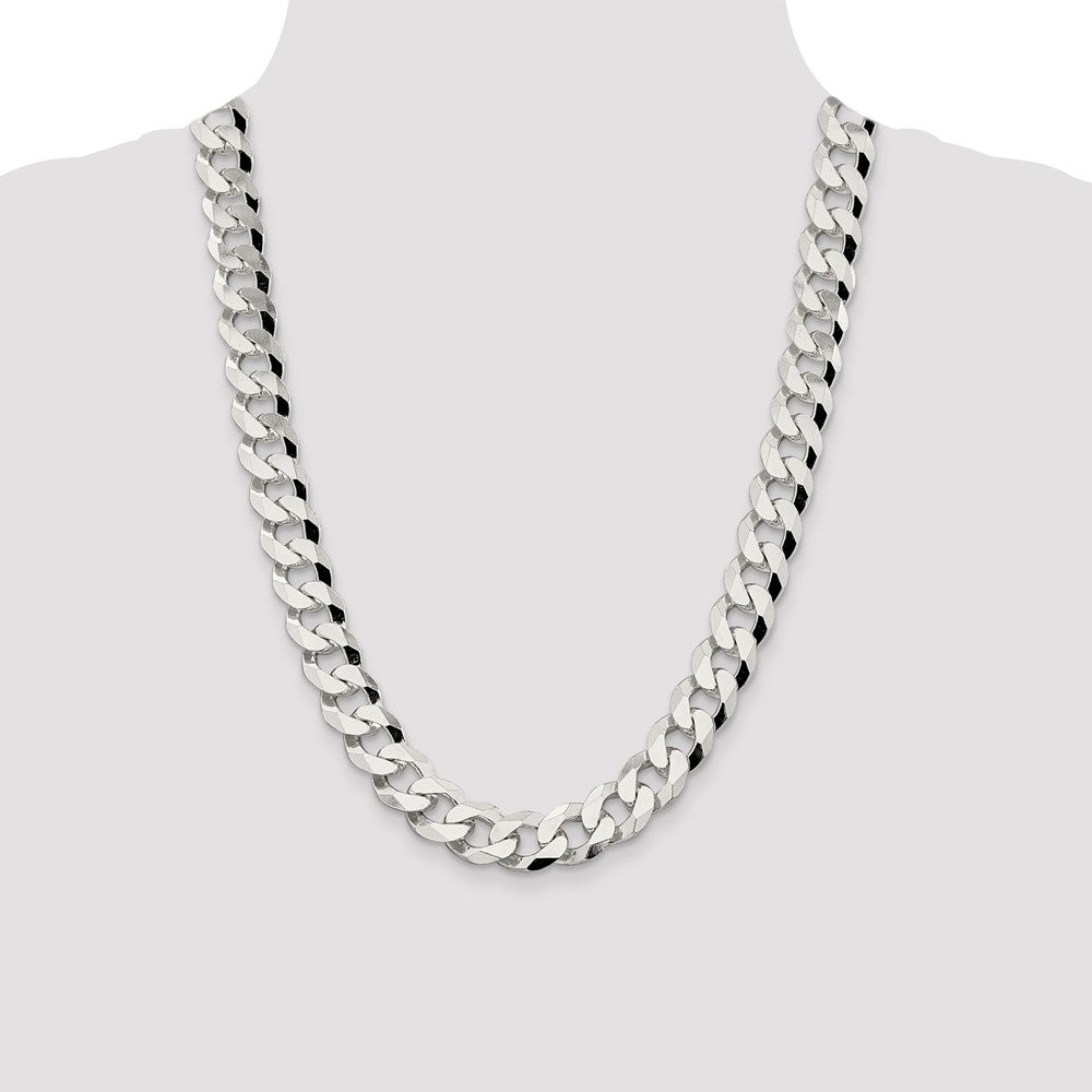 Sterling Silver 14mm Beveled Curb Chain 24 Inches