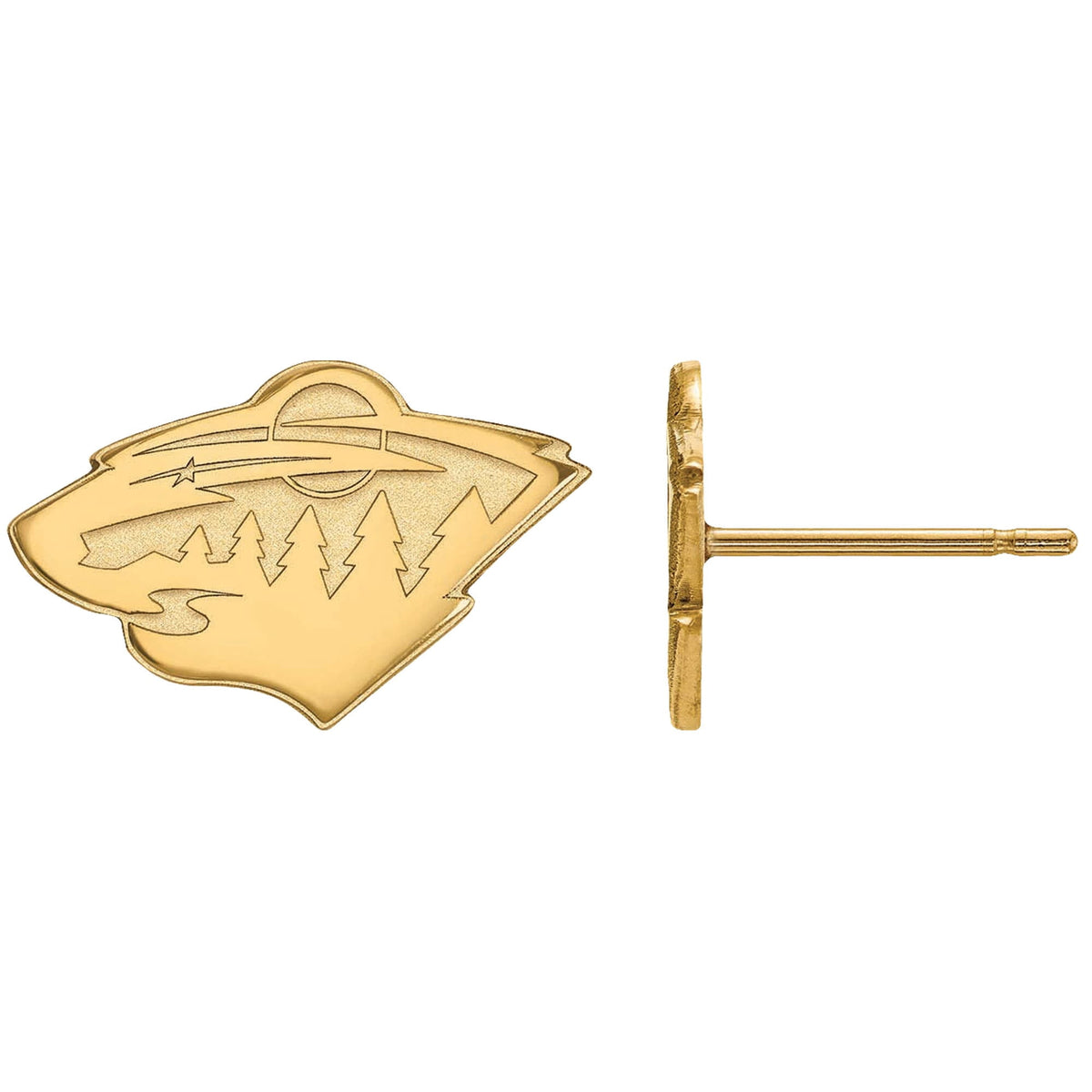 LogoArt Sterling Silver with Gold-plated NHL Minnesota Wild Extra Small Post Earrings