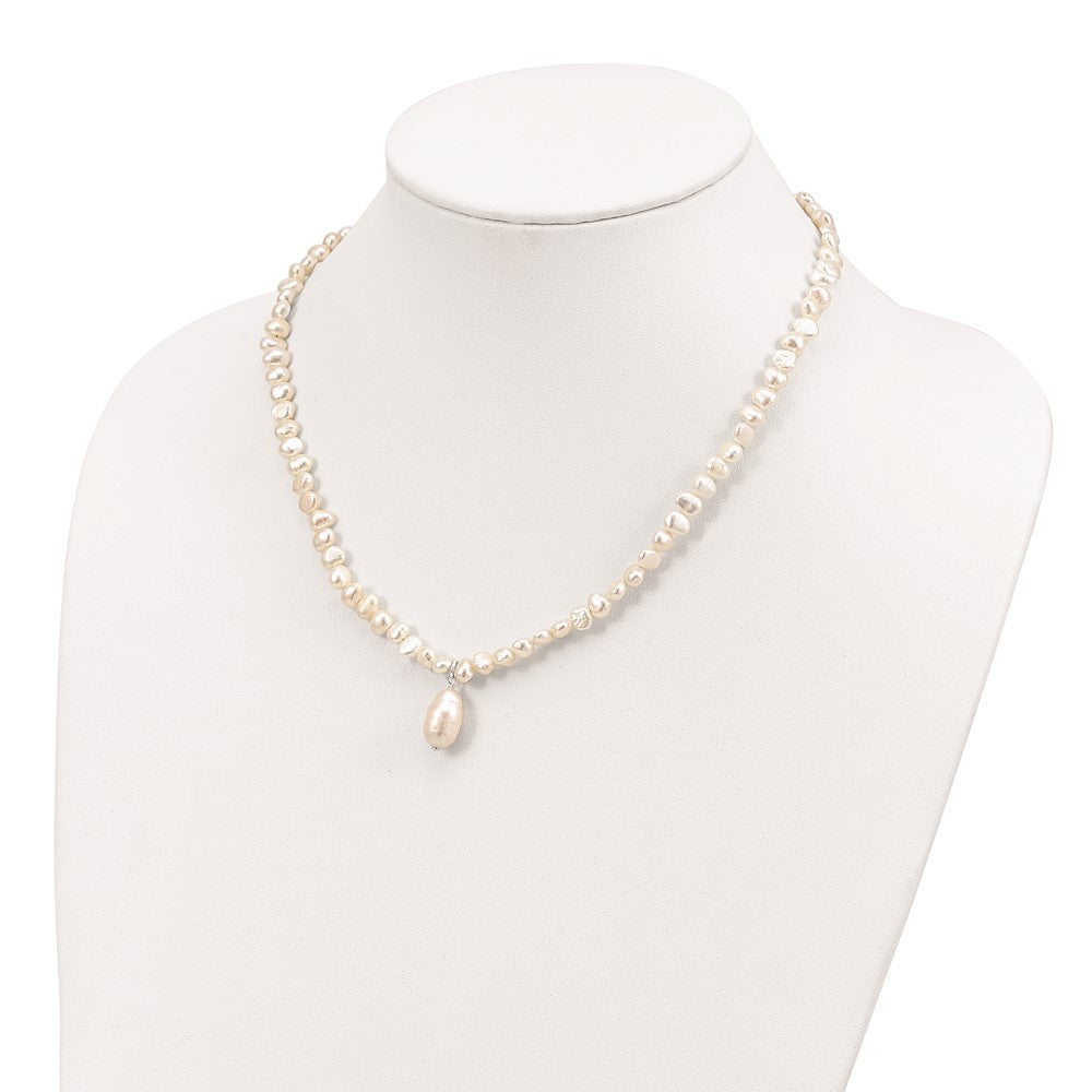 Sterling Silver FW Cultured Pearl Drop 18in Necklace 18 Inches