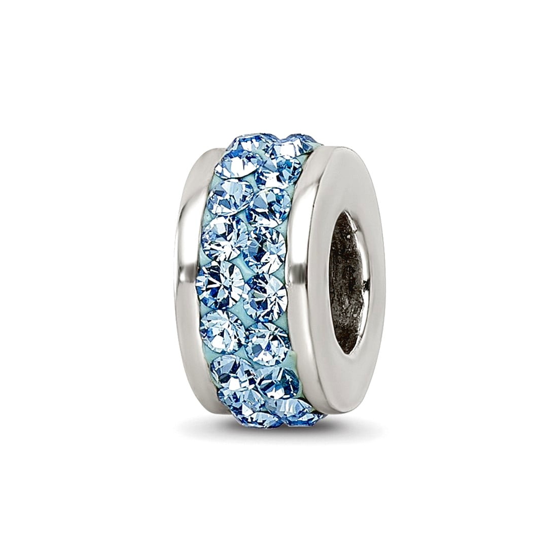 Sterling Silver Reflections Sky Blue Double Row Preciosa Crystal Bead