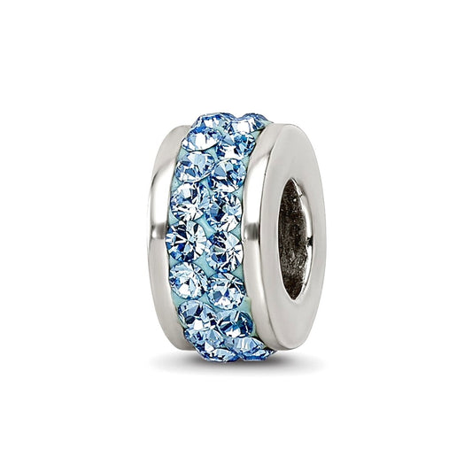 Sterling Silver Reflections Sky Blue Double Row Preciosa Crystal Bead