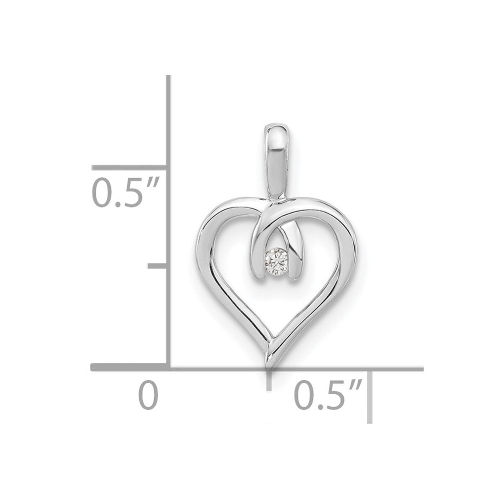 Sterling Silver Polished Diamond Heart Pendant