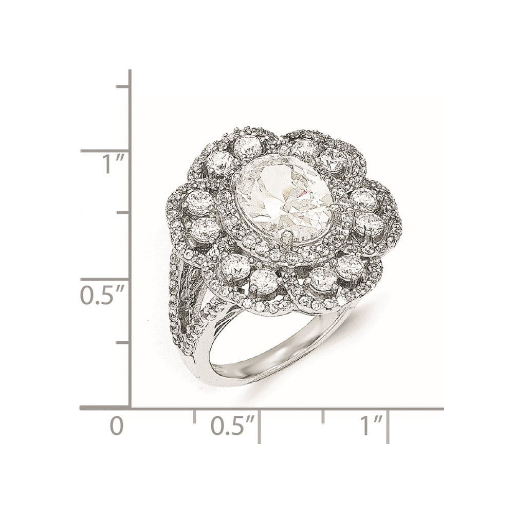 Cheryl M Sterling Silver AAA CZ Flower Ring