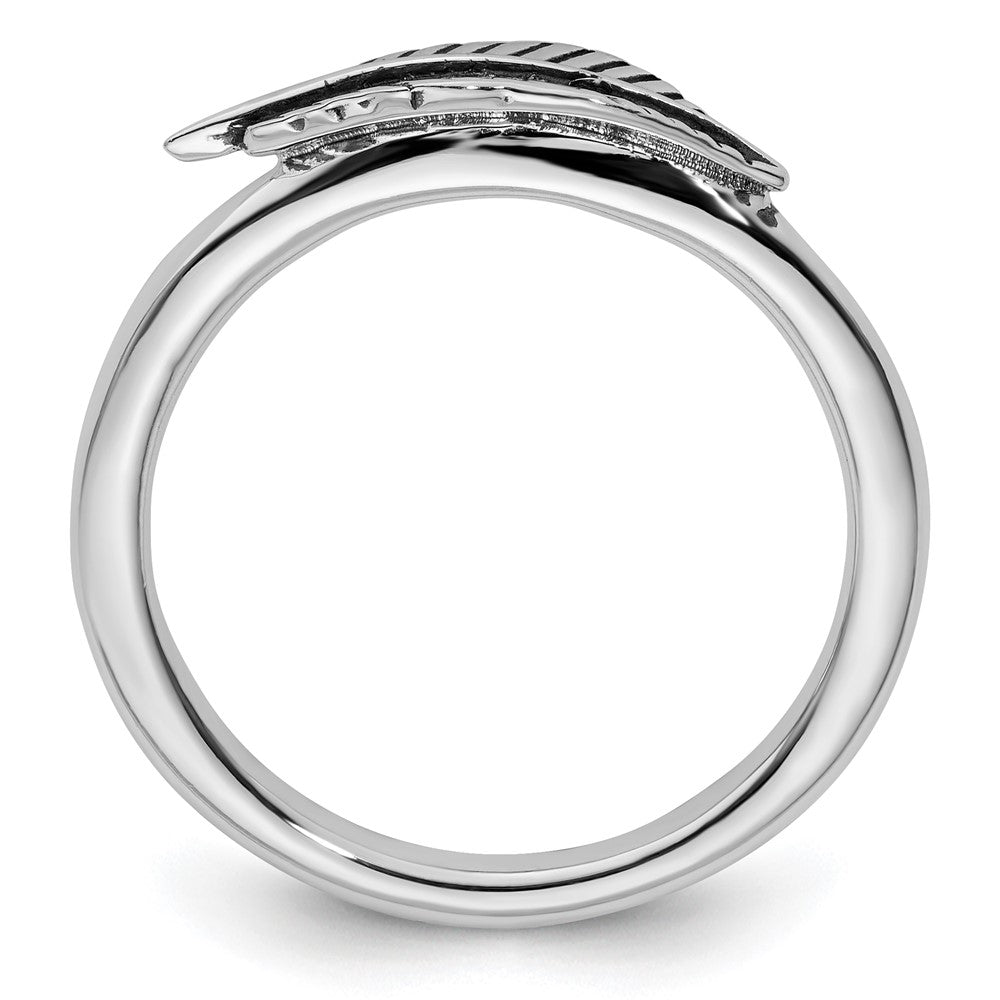 Sterling Silver Stackable Expressions Antiqued Feather Ring Size -6