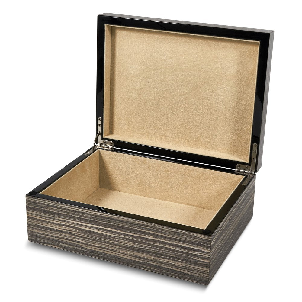High Gloss Grey Geometric Ivy Bark Finish Veneer Wooden Hinged Box