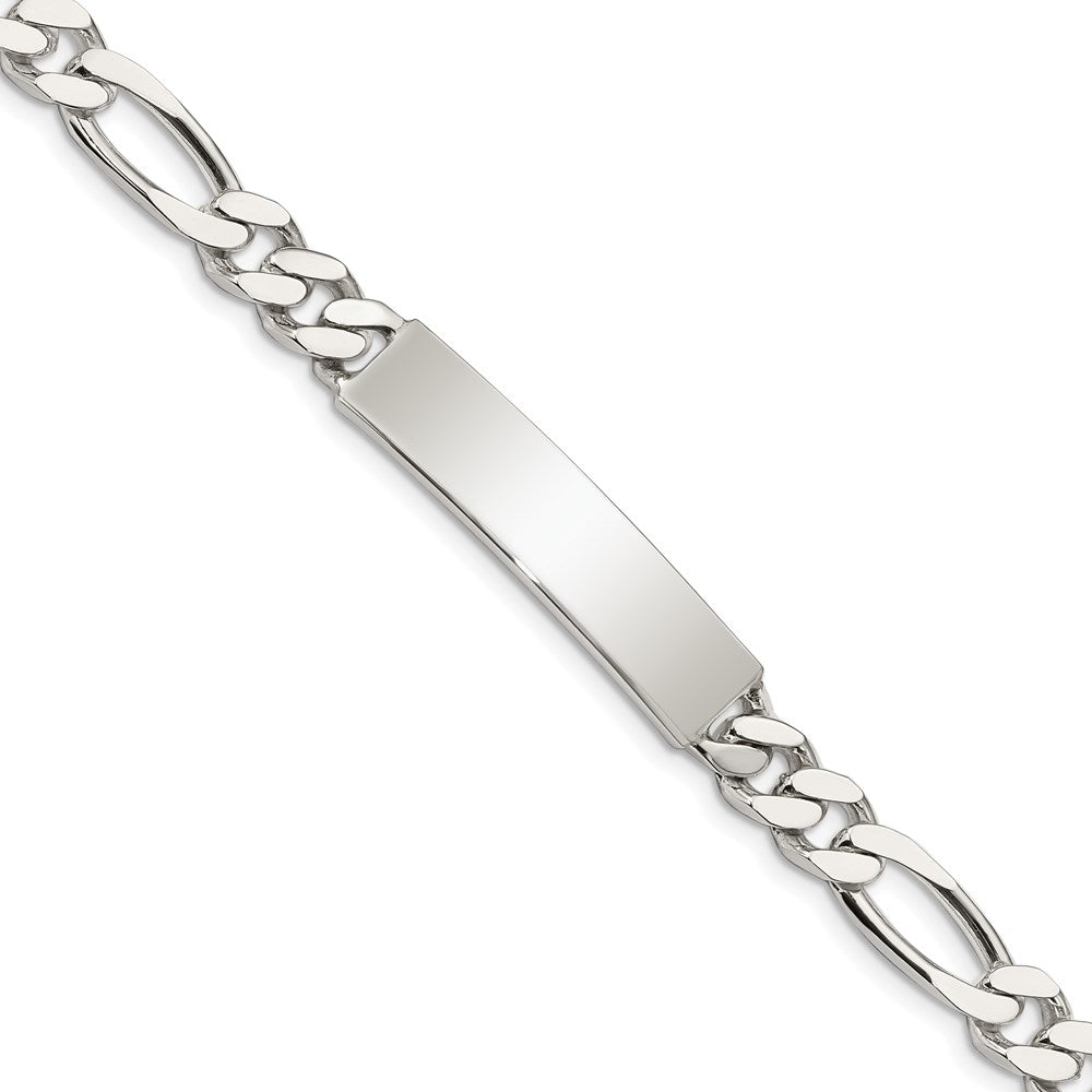 Sterling Silver Polished Engraveable Figaro Link ID Bracelet 7.5 inches