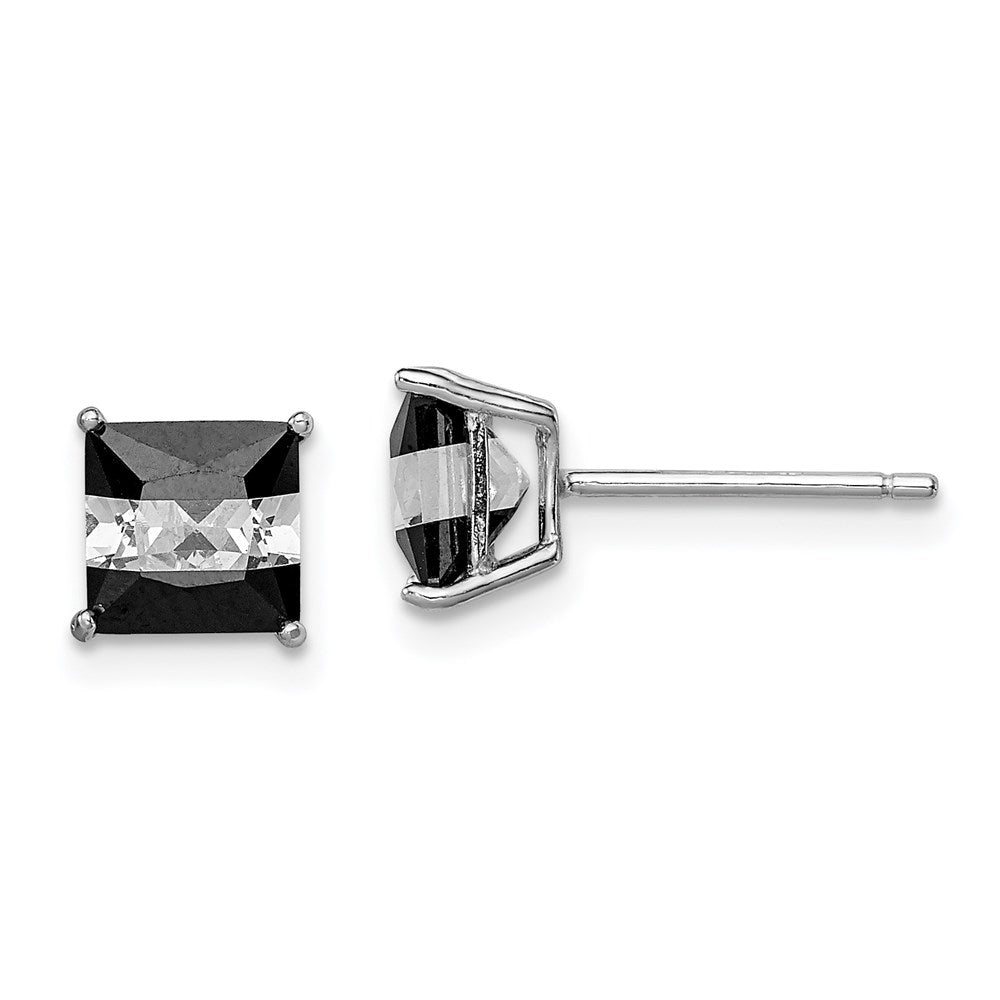 Sterling Silver Rhodium-plated Polished Fleur de Lis Dangle Earrings
