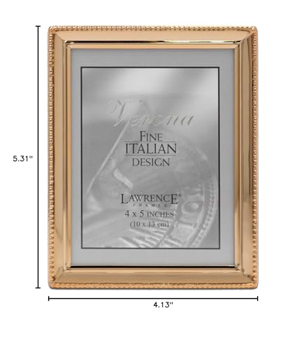 Lawrence Frames 4.13" x 5.31" Metal Picture Frame, Gold