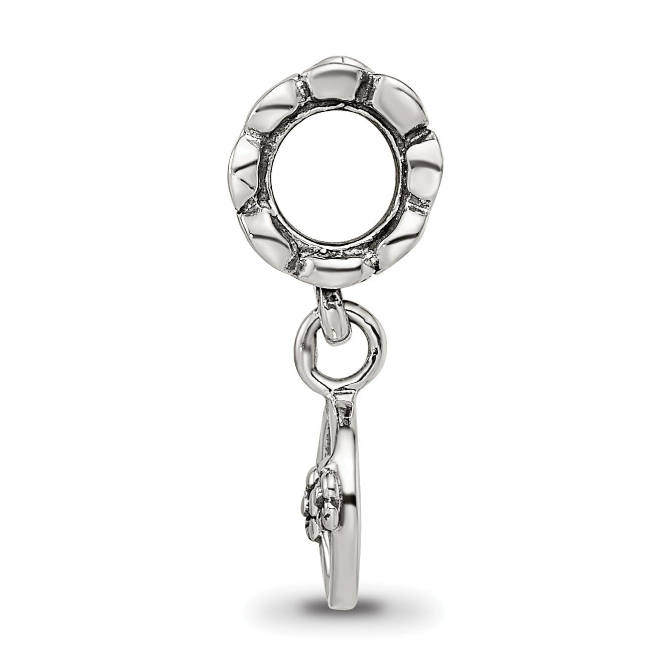 925 Sterling Silver Polished Artisan Oxidized Reflections Letter Name Personalized Monogram Initial O Dangle Bead Charm