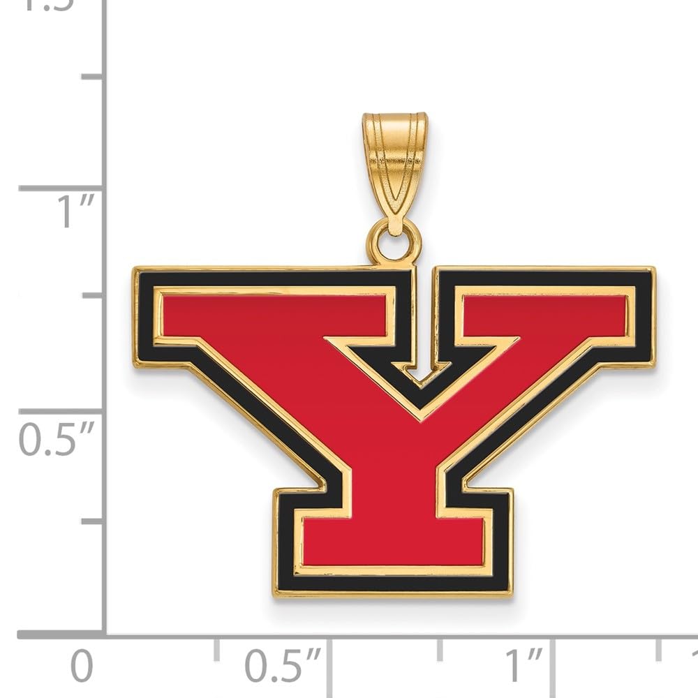 Sterling Silver w/ 14K Yellow Gold-Plated Official Licensed Collegiate Youngstown State U Large Enamel Pendant