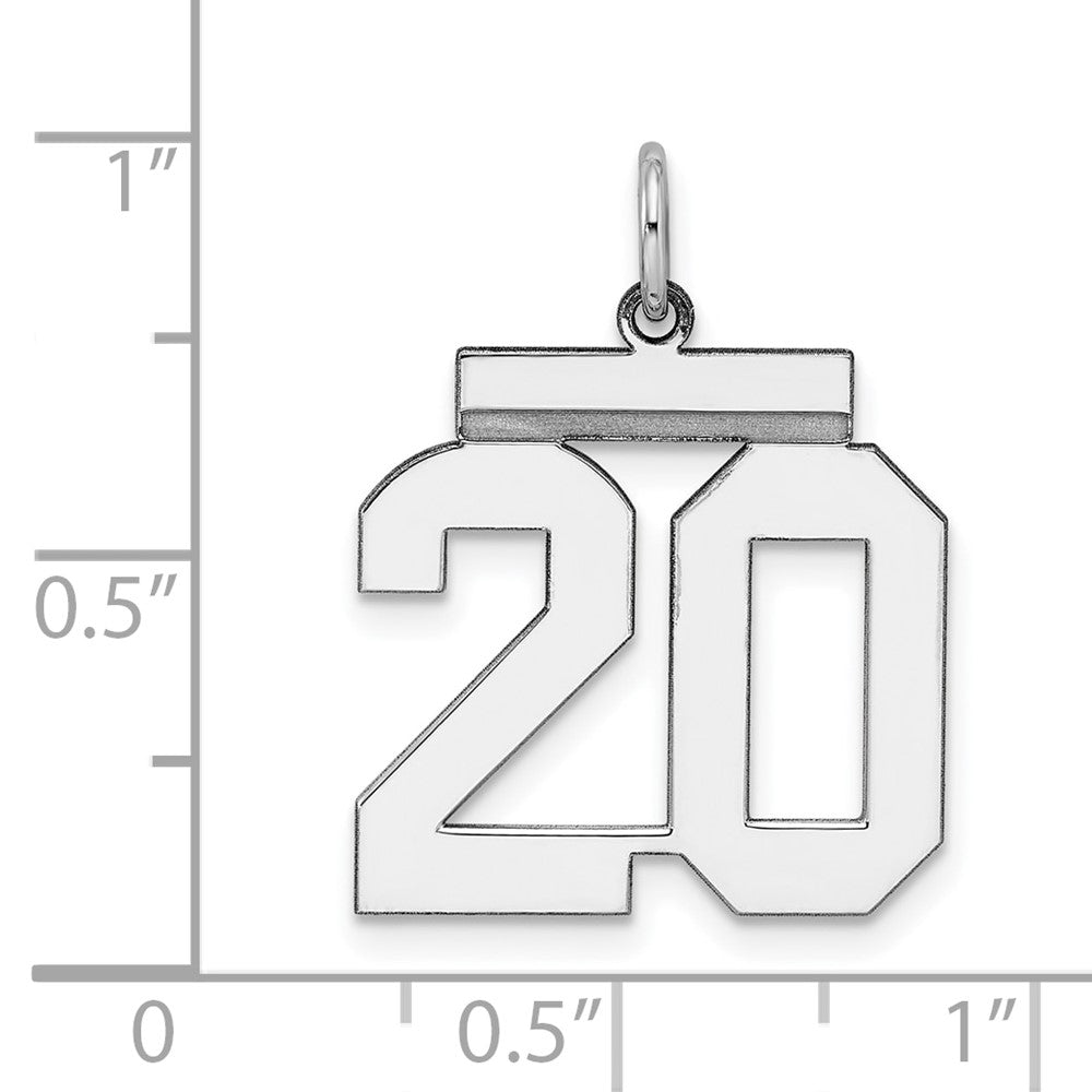Sterling/Silver Rhodium-plated Polished Number 20 Charm