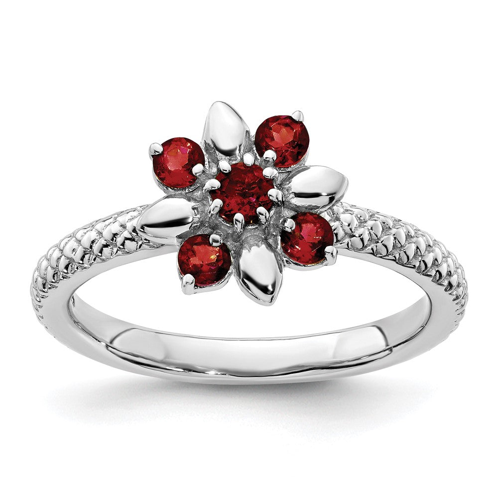 Sterling Silver Stackable Expressions Garnet Ring Size -10