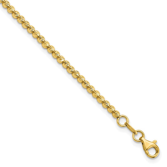 14K D/C Beaded Bracelet 7.5  inches