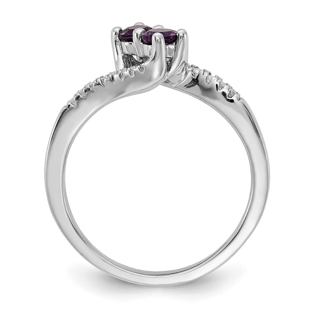 Sterling Silver Amethyst & Diamond Ring