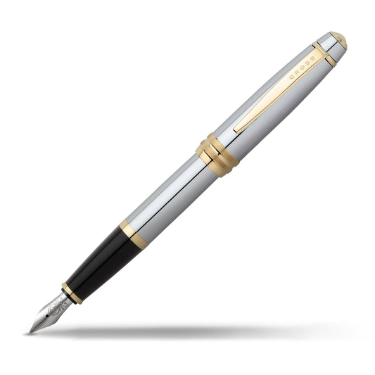 Cross Bailey Refillable Fountain Pen, Medium Nib, Includes Premium Gift Box - Medalist Chrome