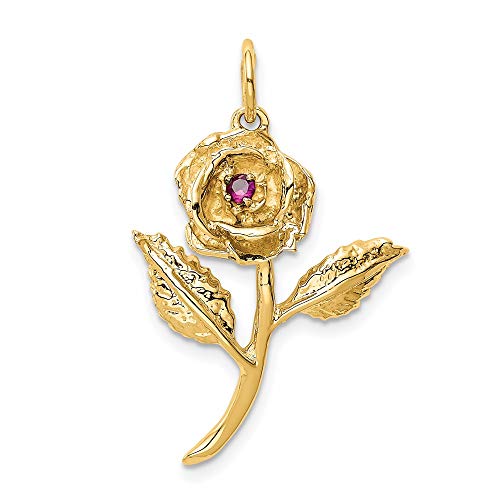 14k CZ Rose Charm Yellow Gold