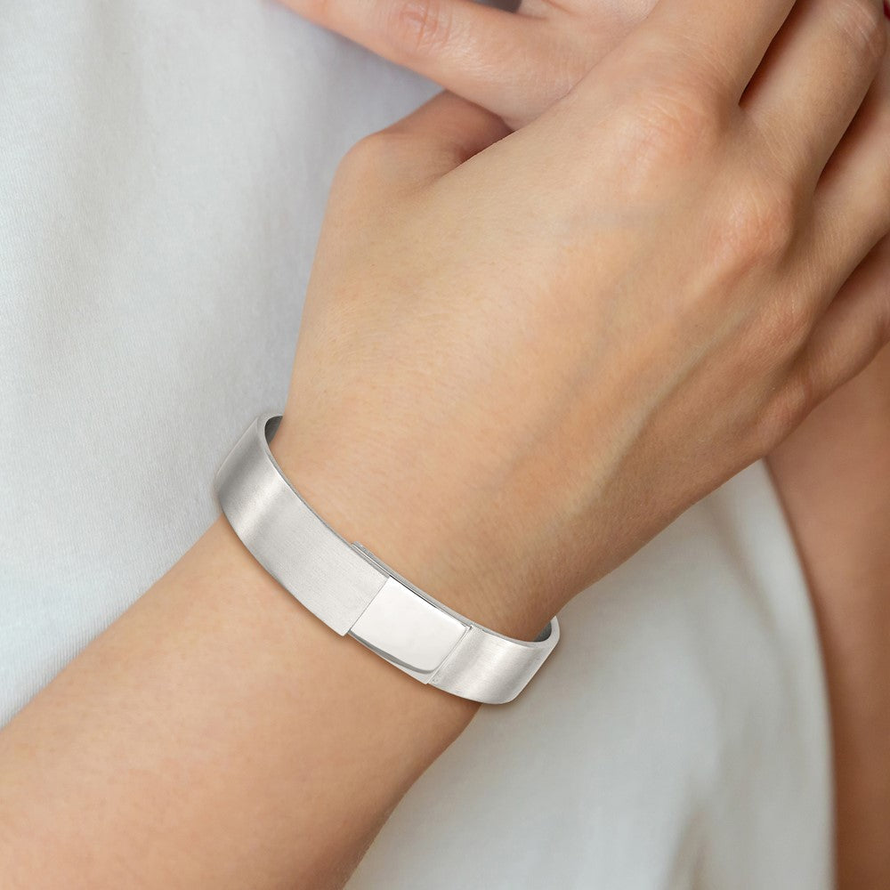 Stainless Steel Brushed and Polished 13mm Hinged Bangle 7 inches