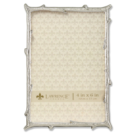 4x6 Silver Metal Picture Frame with Natural Branch Design