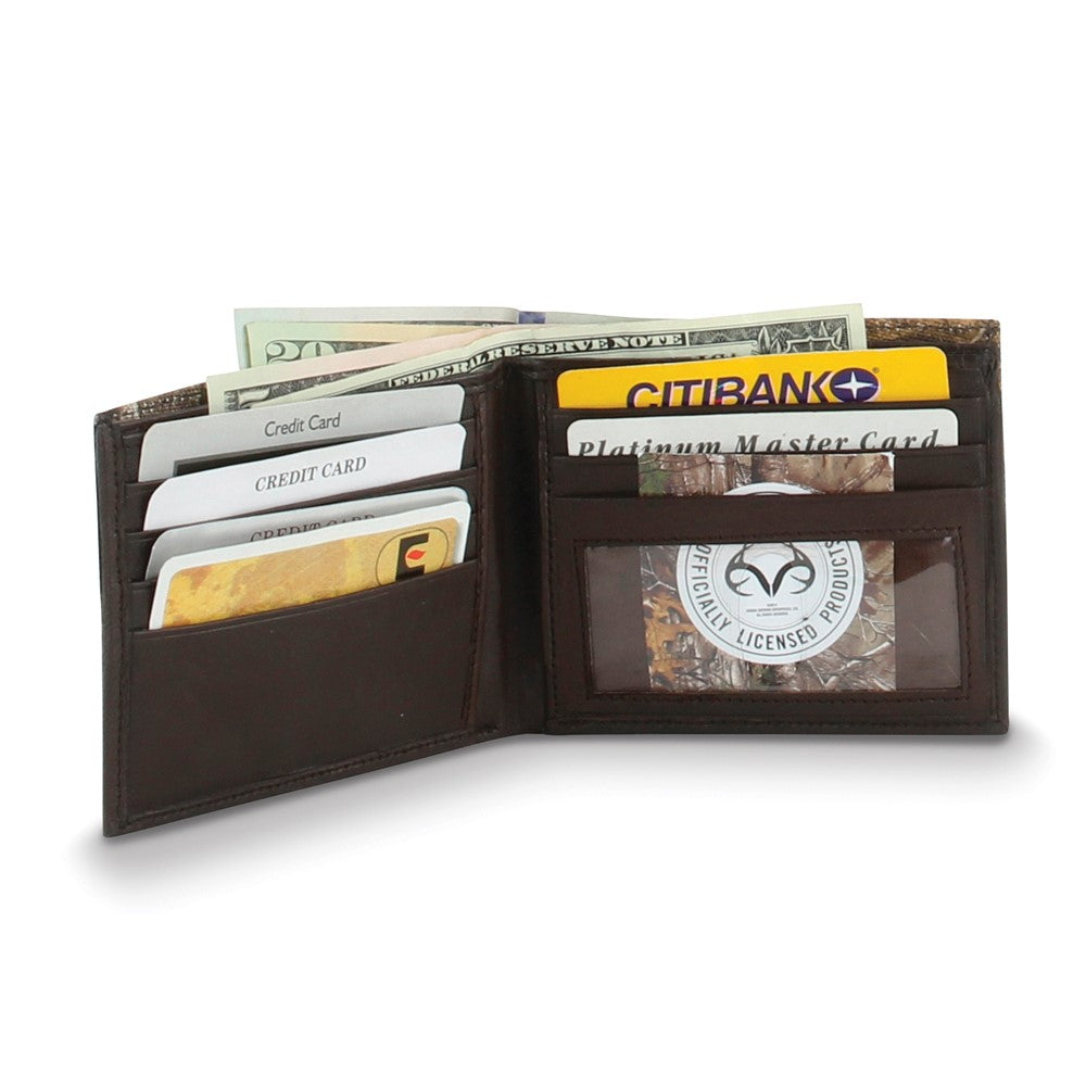 Brown RealTree Fabric and Leather RFID Blocking Bifold Wallet