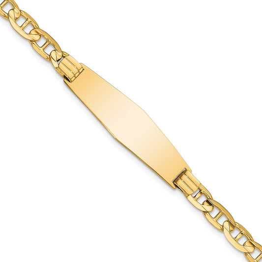 14k Anchor Soft Diamond Shape ID Bracelet 7  inches