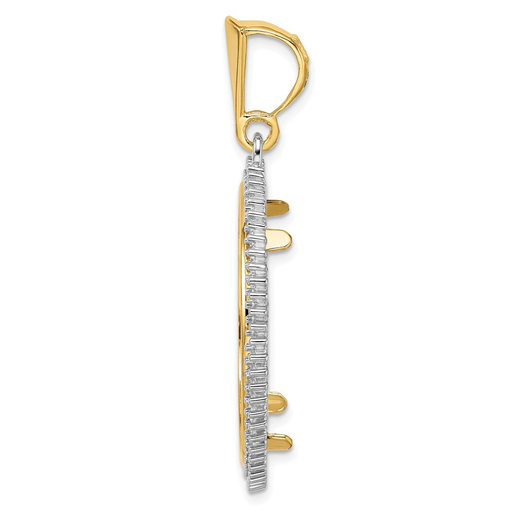 Wideband Distinguished Coin Jewelry 14k Two-tone Polished Diamond Circle 27.0mm Prong Coin Bezel Pendant Mounting
