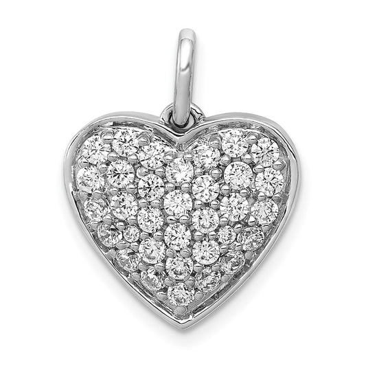 14k White Gold 1 carat Lab Grown Diamond VS/SI+ G+ Cluster Heart Pendant
