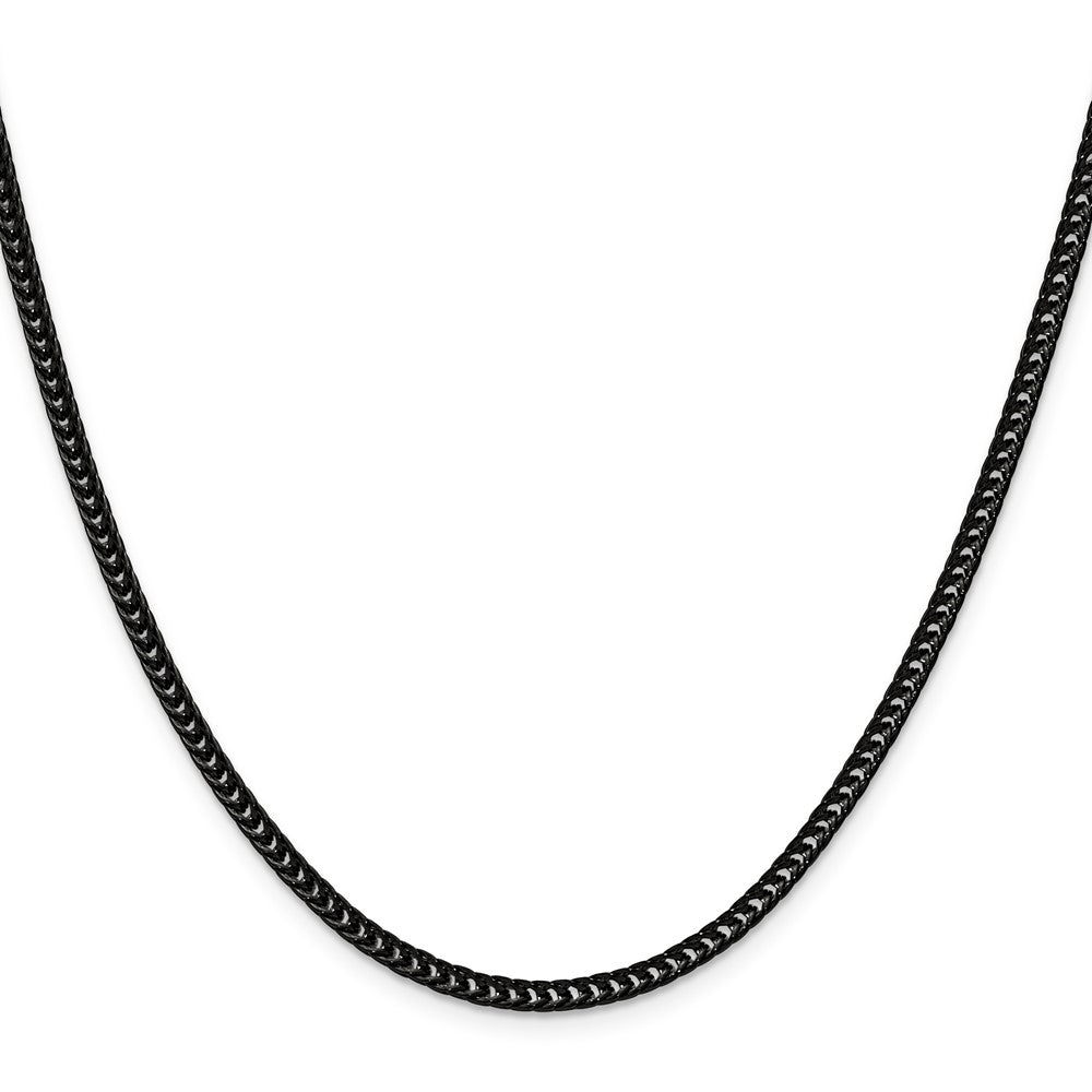 Chisel Stainless Steel Polished Black IP-plated 3.2mm 18 inch Square Wheat Chain