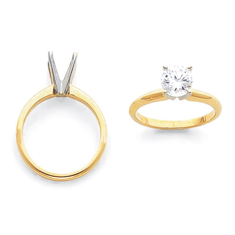 14k Two-Tone 1/2ct. Light-Weight Knife Edge Half-Round Mounting