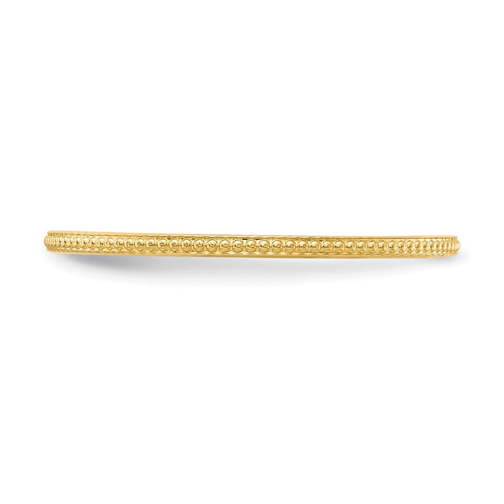 10K Yellow Gold 1.2mm Beaded Stackable Band Size 9