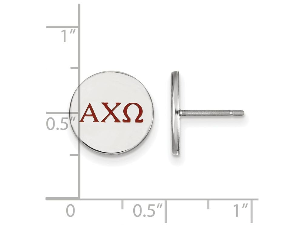 Sterling Silver Official Licensed Greek Sororities Alpha Chi Omega (???) Enameled Post Earrings