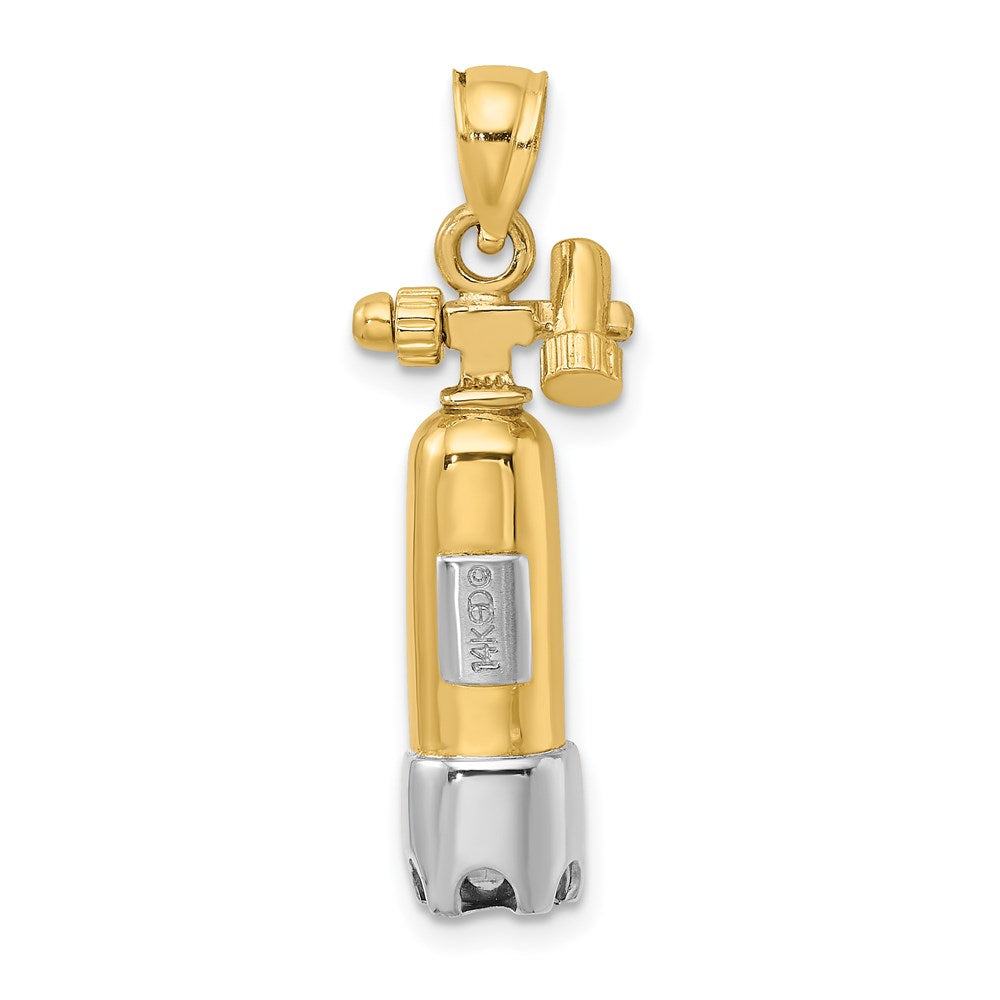 14k Two-tone 3-D Single Scuba Tank Charm