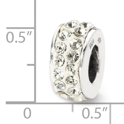925 Sterling Silver Polished Reflections April Double Row Crystal Bead Charm 9.09x4.55mm Wide Pendant Necklace for Women