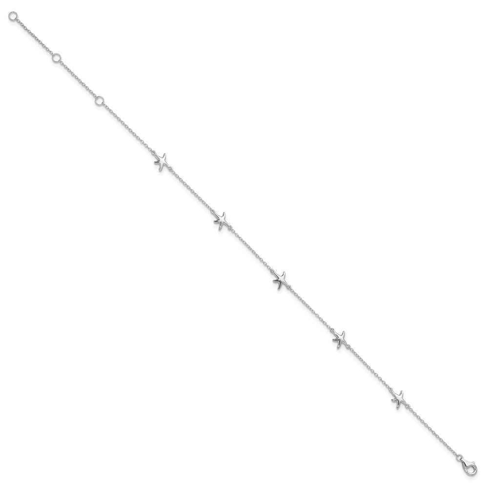 Sterling Silver Rhodium-plated Starfish 9 inch with a 2 inch extention Anklet 9 inches