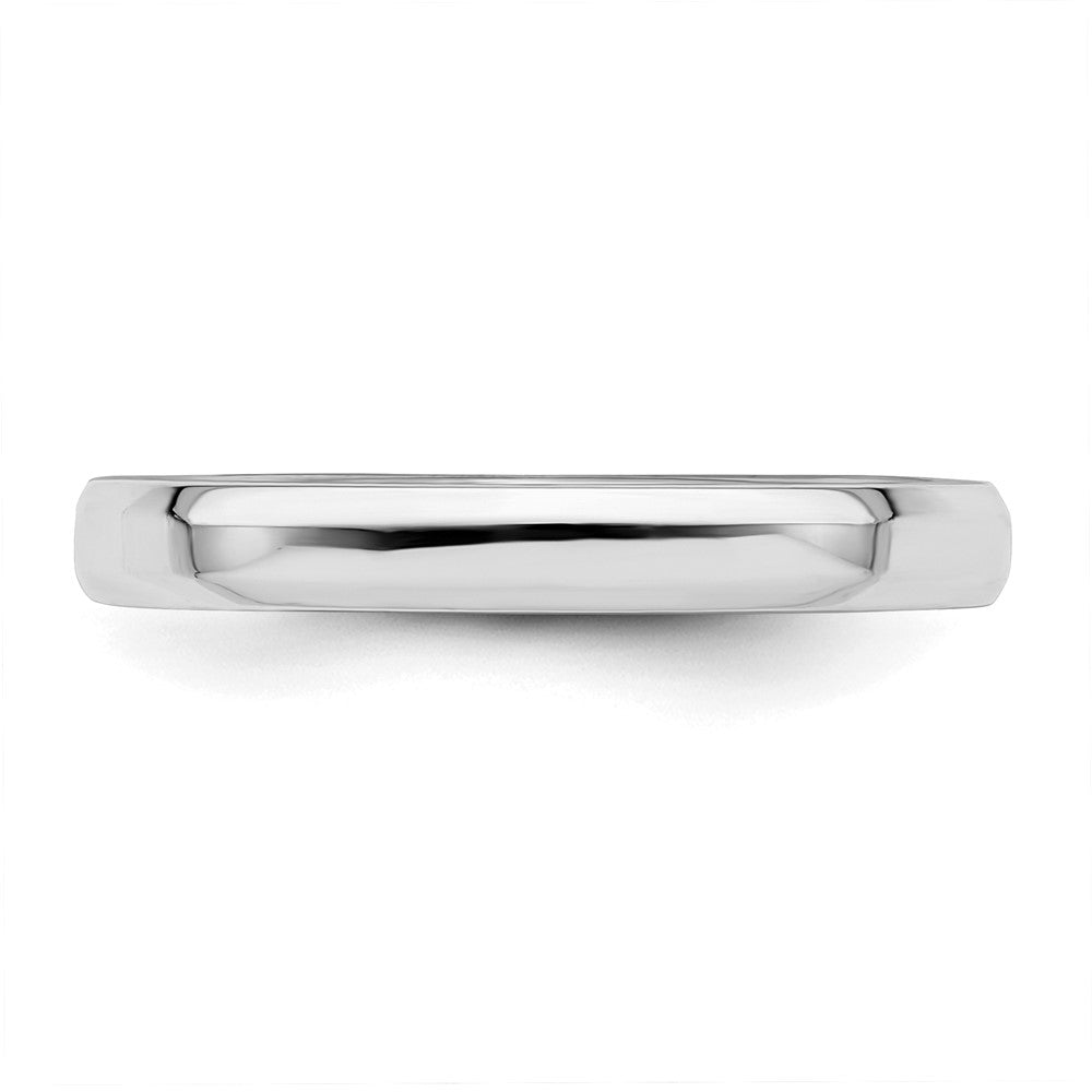 SS Rhodium-plated 3mm Bevel Edge Size 9 Band
