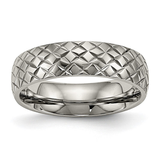 Titanium Polished and Textured 6mm Band Size - 7.5