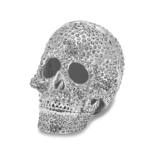 Pewter Full Crystal Skull Trinket Box