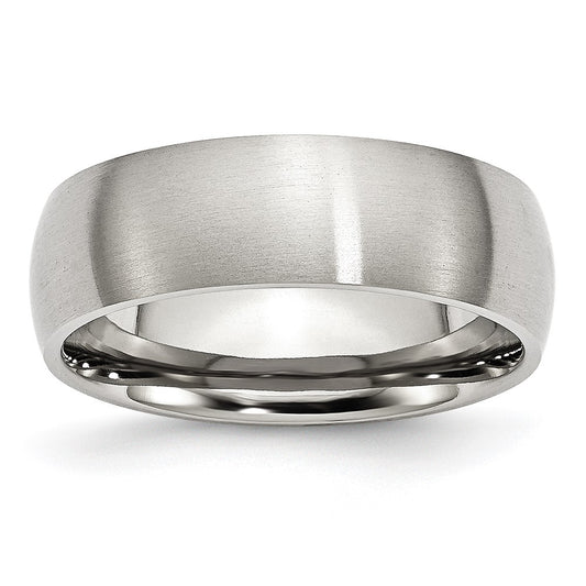 Stainless Steel Brushed 7mm Half Round Band Size - 10