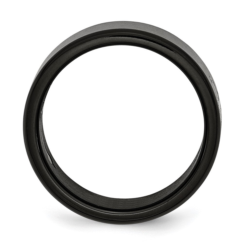 Stainless Steel Brushed Black IP-plated with Cross 9mm Band Size - 12
