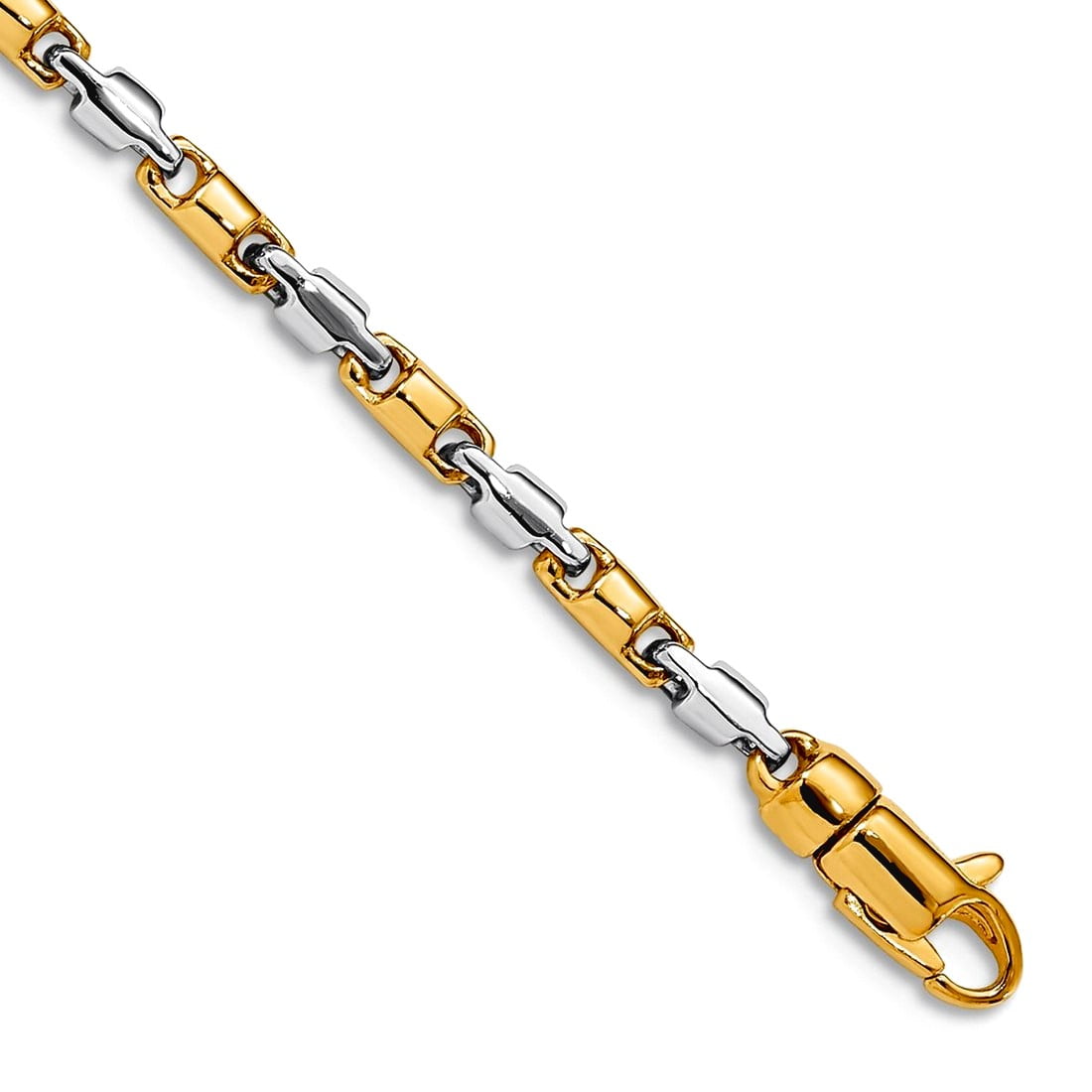 14K Two-tone 8 inch 2.5mm Hand Polished Fancy Link with Lobster Clasp Bracelet