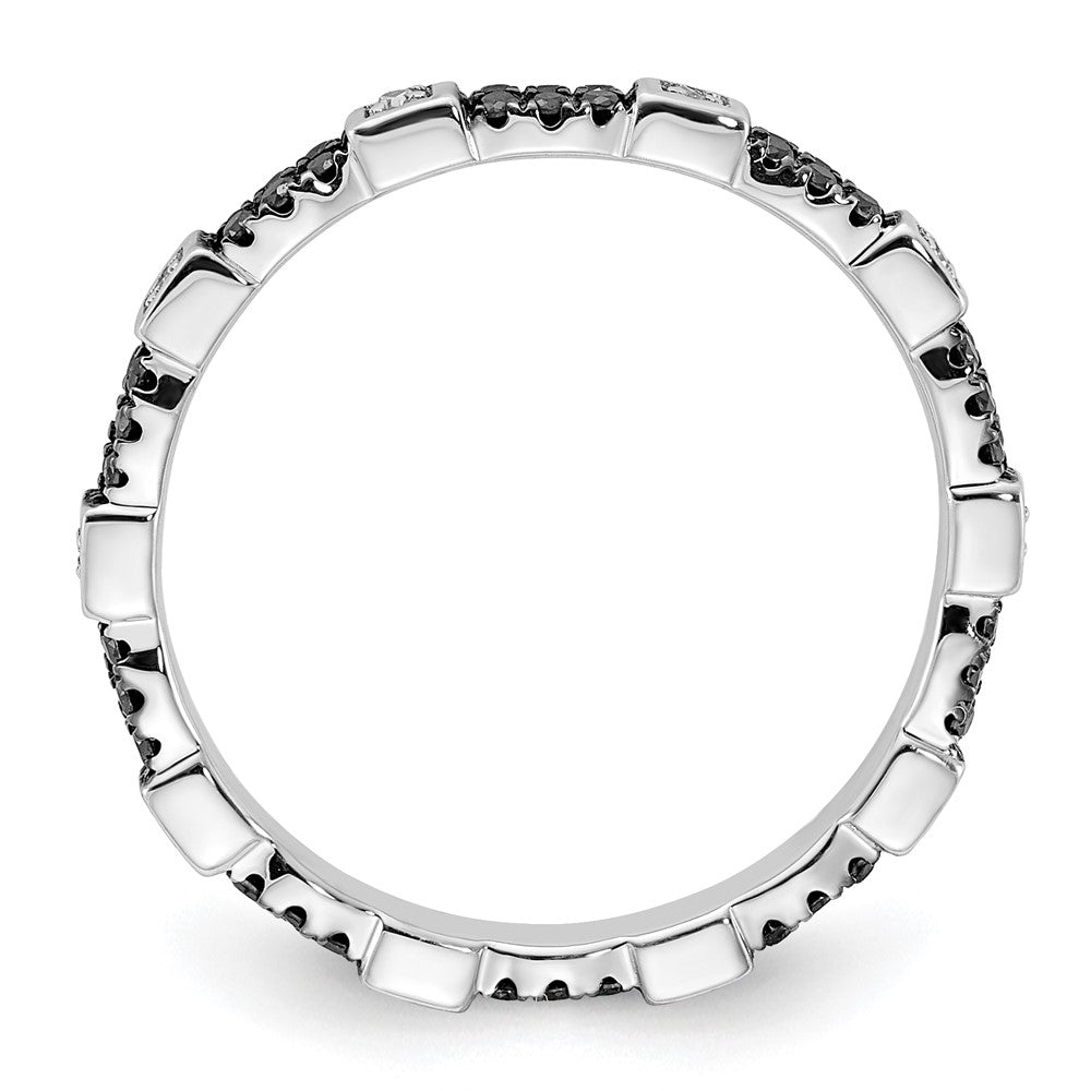 Sterling Silver Stackable Expressions Black & White Diamond Ring
