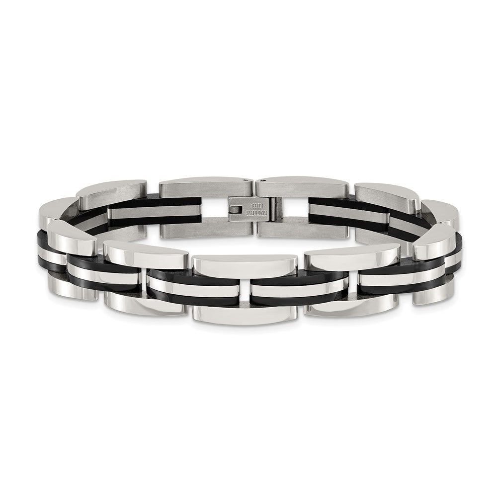 Chisel Stainless Steel Polished Black IP-plated 8.5 inch Bracelet 8.5 inches