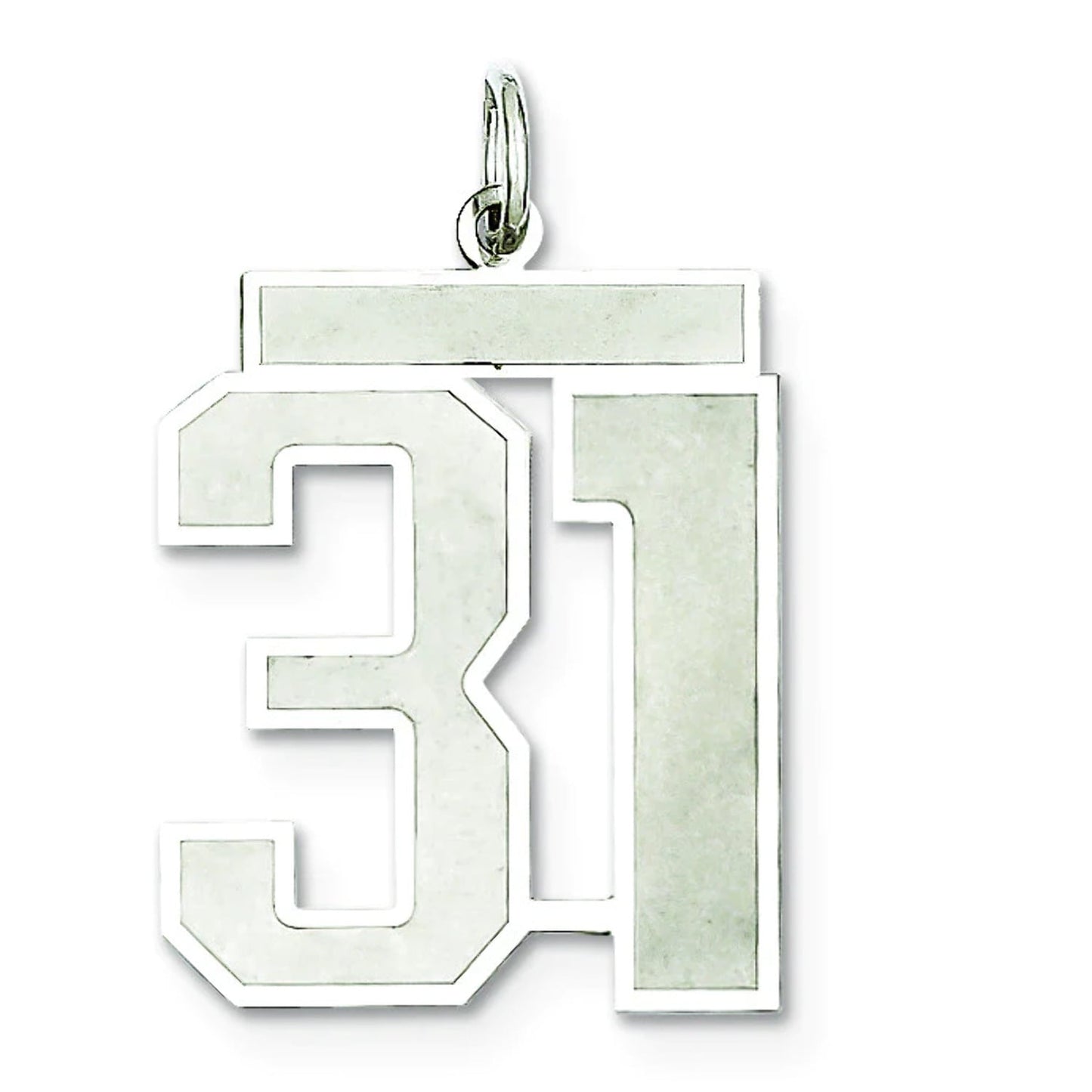 Sterling Silver/Rhodium-plated Satin Number 31 Charm Q-QPP31