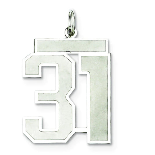 Sterling Silver/Rhodium-plated Satin Number 31 Charm Q-QPP31