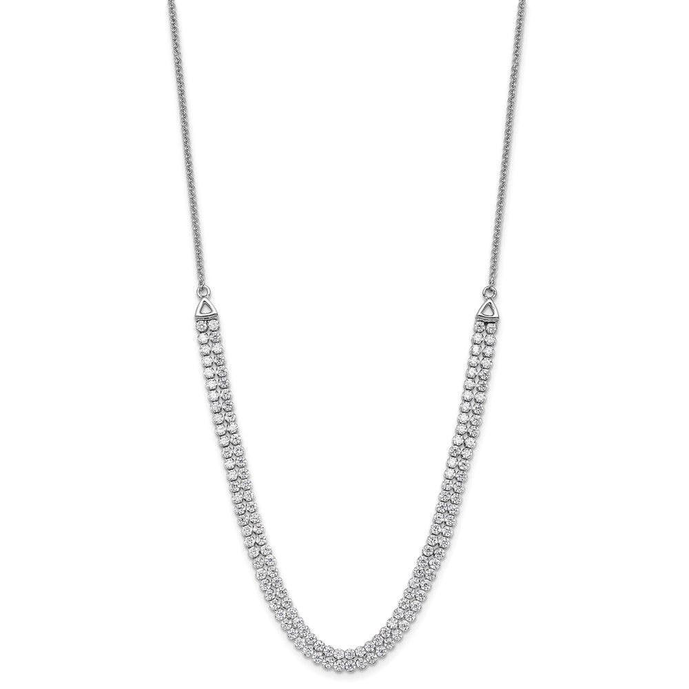 14k White Gold 3 1/3 carat Lab Grown Diamond VS/SI+ G+ Adjustable 13.5 to 24 inch Double Row Tennis Bolo Necklace