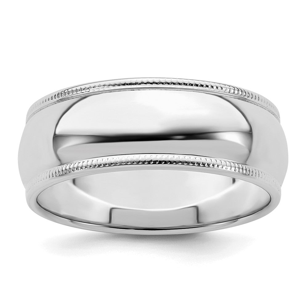 Sterling Silver Rhodium-plated 7mm Half Round Milgrain Size 9.5 Band
