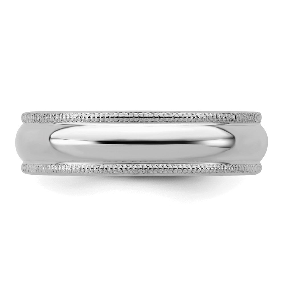 Sterling Silver Rhodium-plated 5mm Half Round Milgrain Size 13 Band